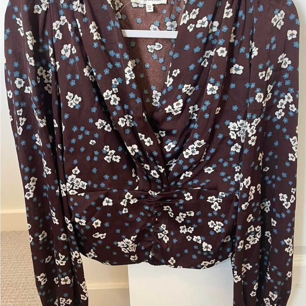 Floral Brown and Blue Women's Top